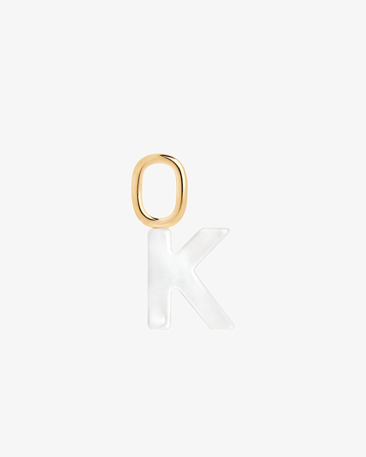 Maria Black Lucid Letter Mother of Pearl Charm in gold-plated sterling silver, front view, view 16