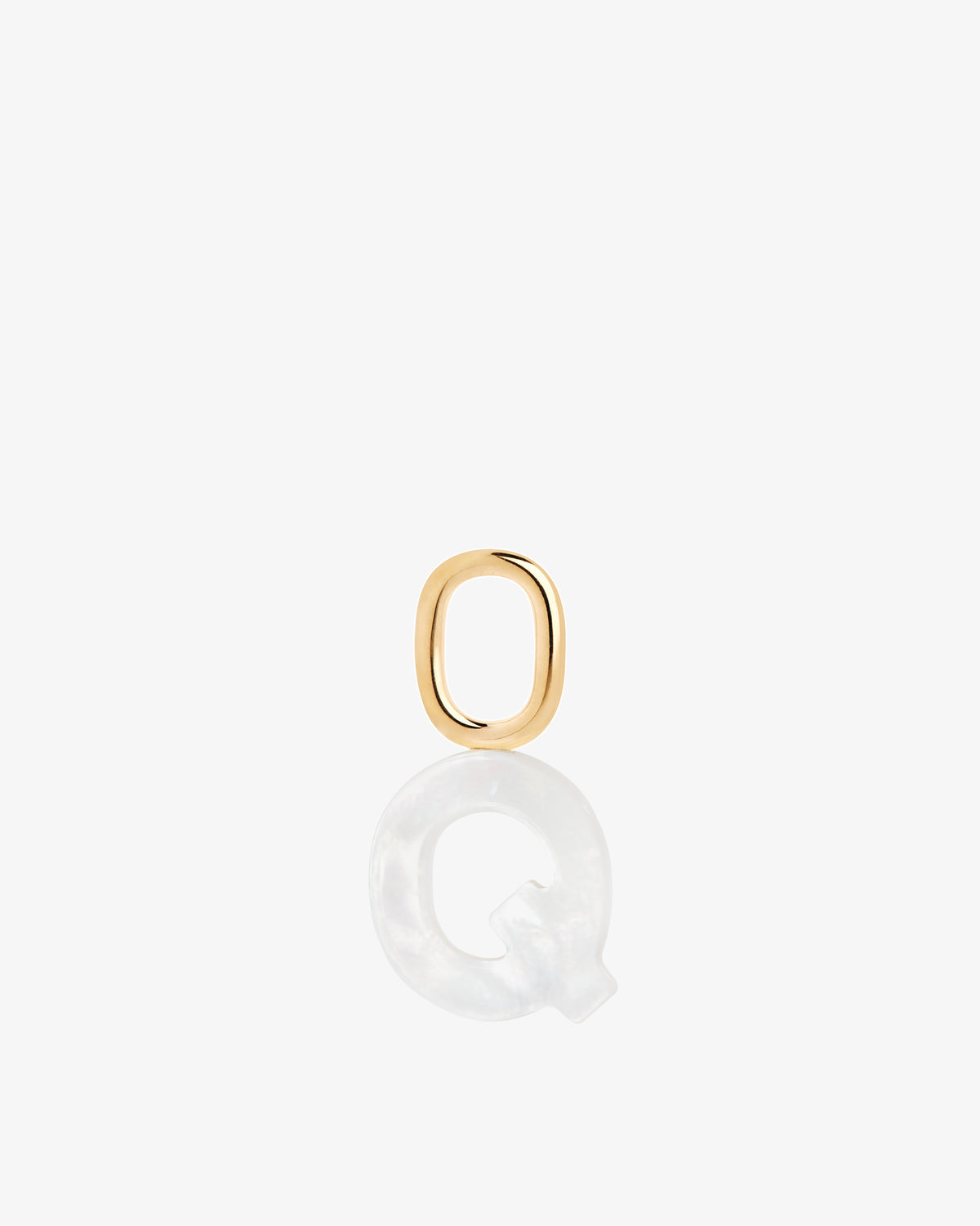 Maria Black Lucid Letter Mother of Pearl Charm in gold-plated sterling silver, front view, view 10