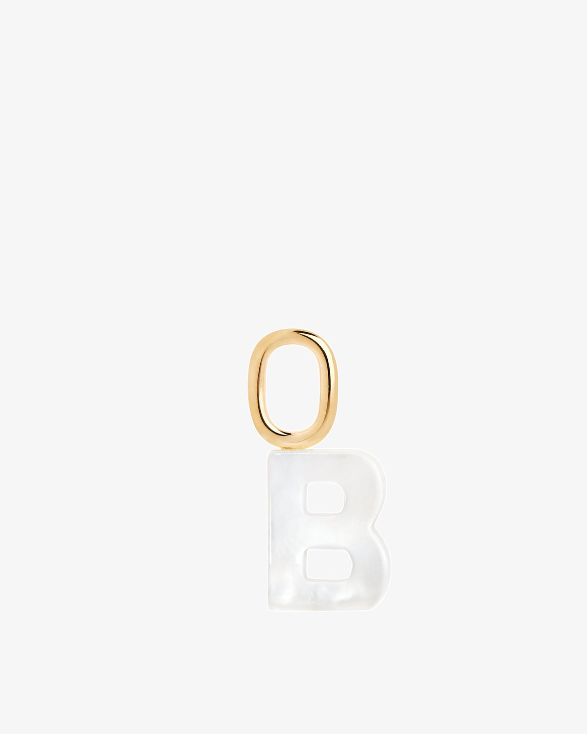Maria Black Lucid Letter Mother of Pearl Charm in gold-plated sterling silver, front view, view 25