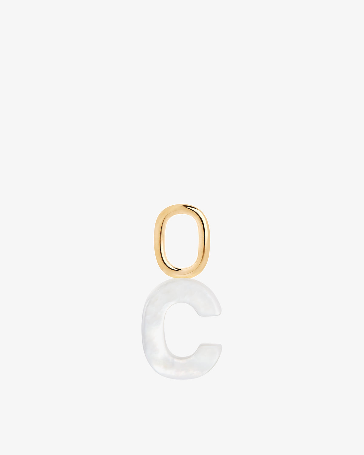 Maria Black Lucid Letter Mother of Pearl Charm in gold-plated sterling silver, front view, view 24