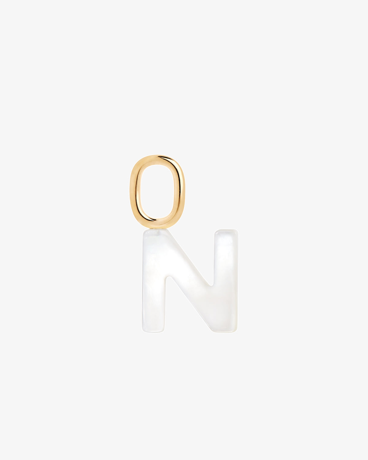 Maria Black Lucid Letter Mother of Pearl Charm in gold-plated sterling silver, front view, view 13