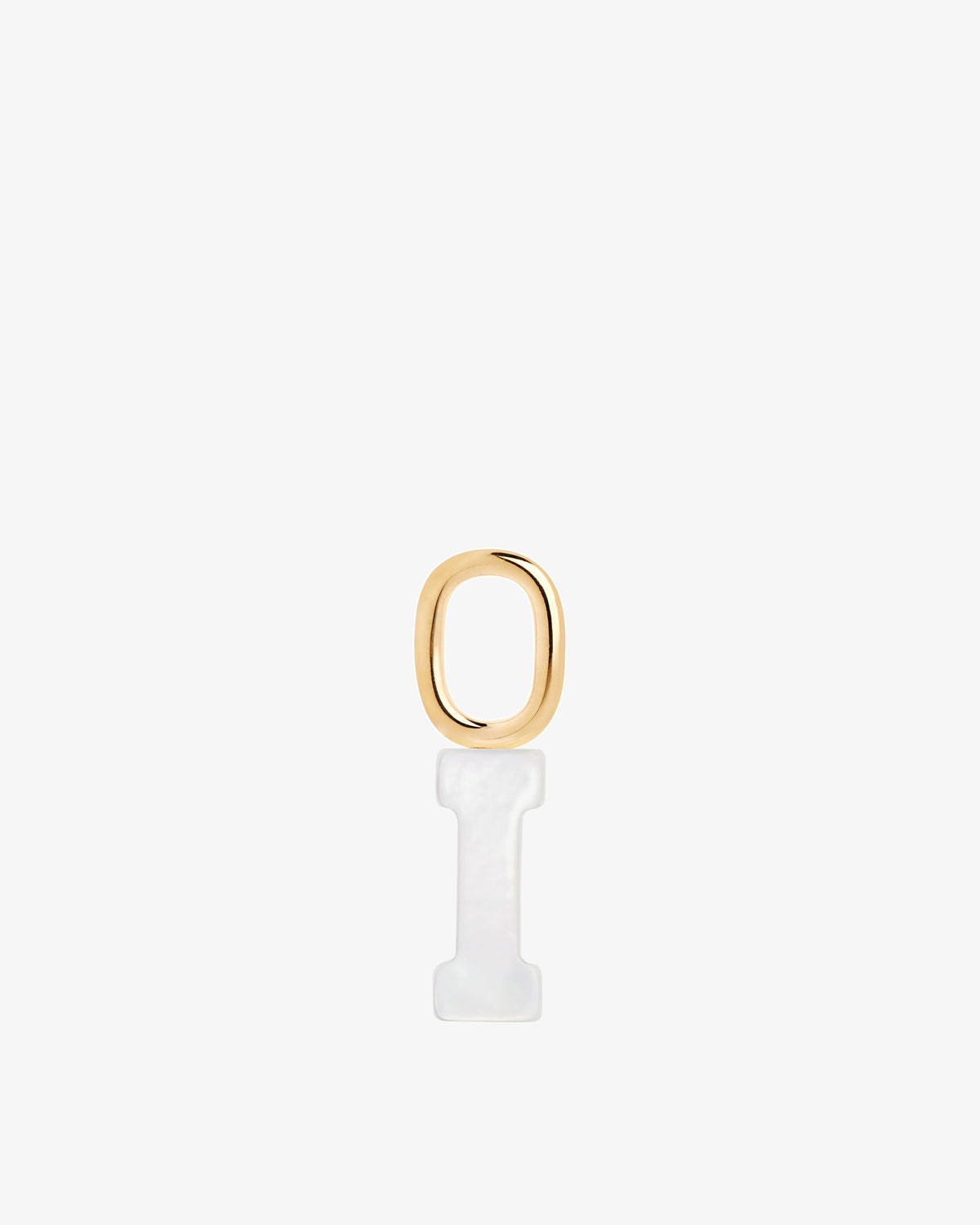 Maria Black Lucid Letter Mother of Pearl Charm in gold-plated sterling silver, front view, view 18
