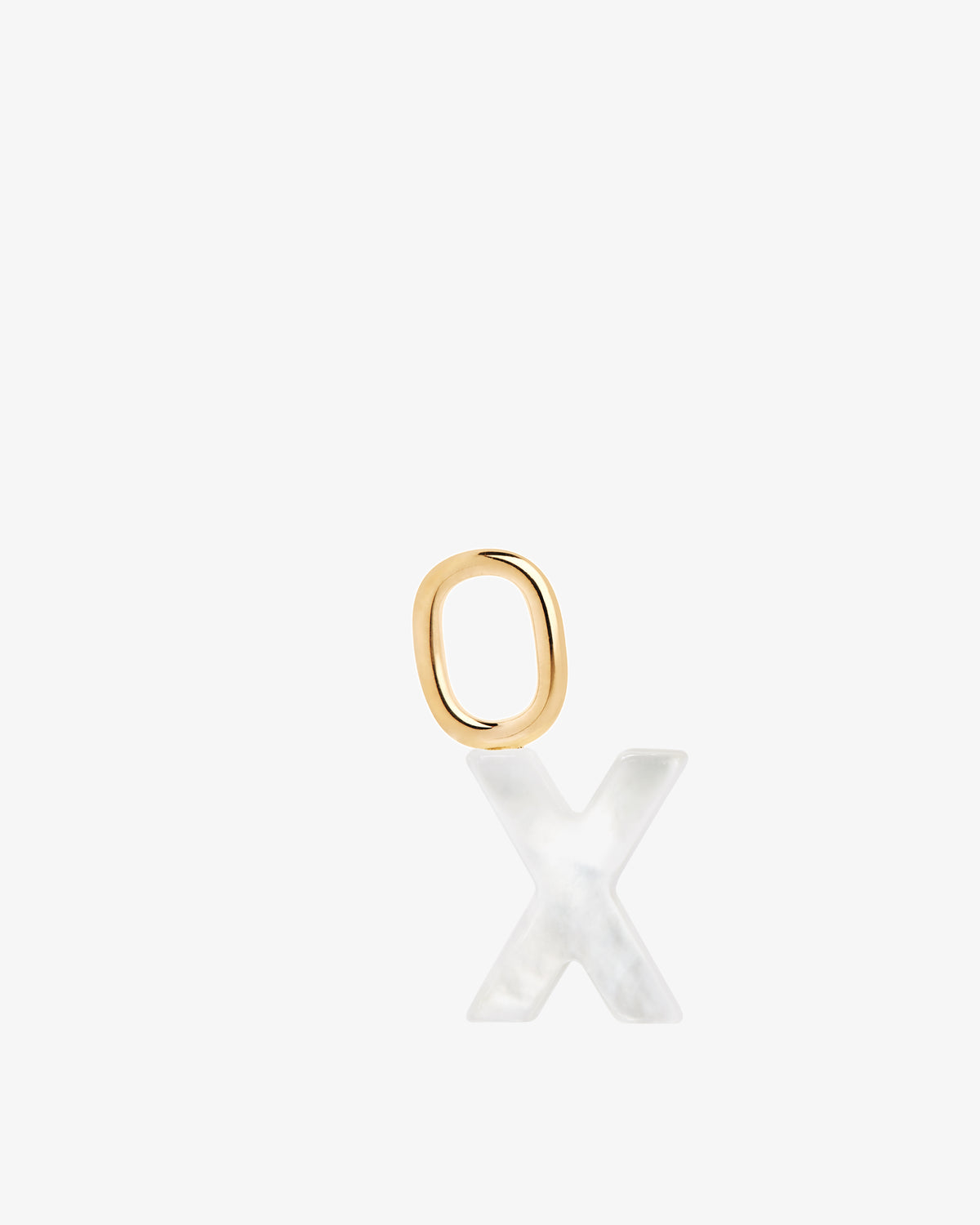 Maria Black Lucid Letter Mother of Pearl Charm in gold-plated sterling silver, front view, view 3