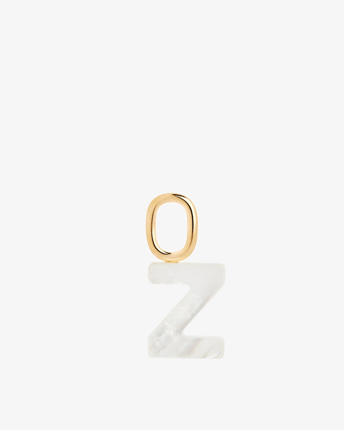 Maria Black Lucid Letter Mother of Pearl Charm in gold-plated sterling silver, front view