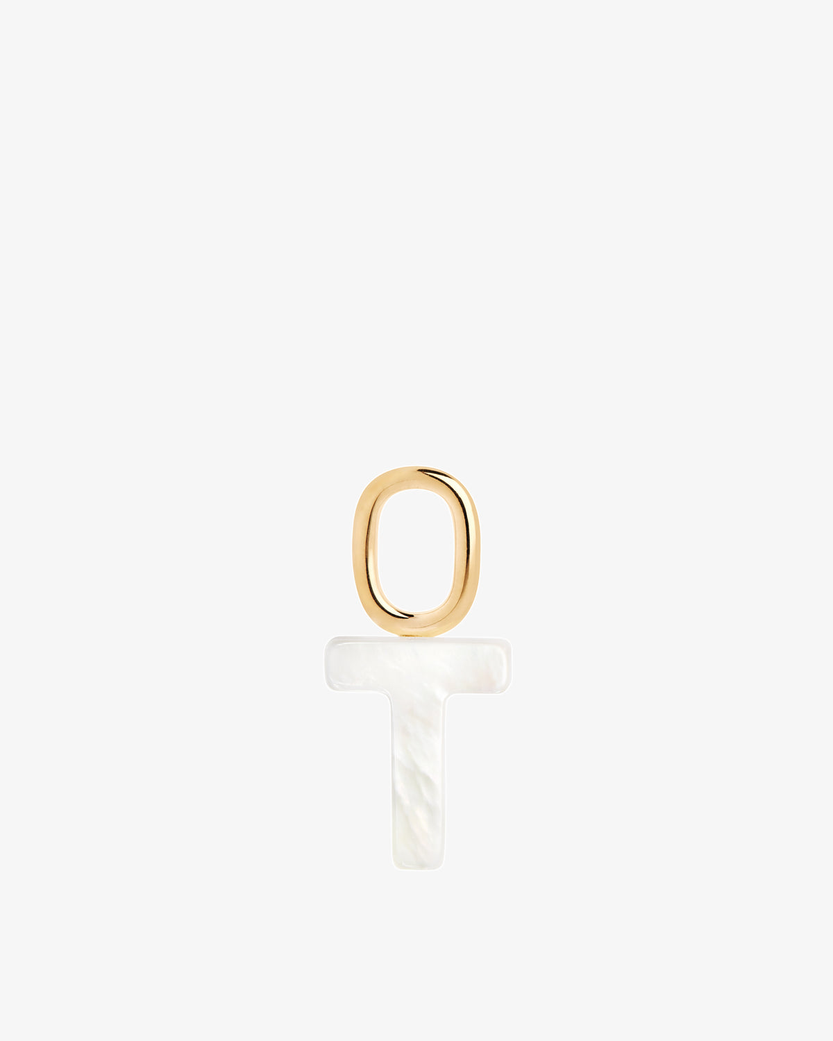 Maria Black Lucid Letter Mother of Pearl Charm in gold-plated sterling silver, front view, view 7