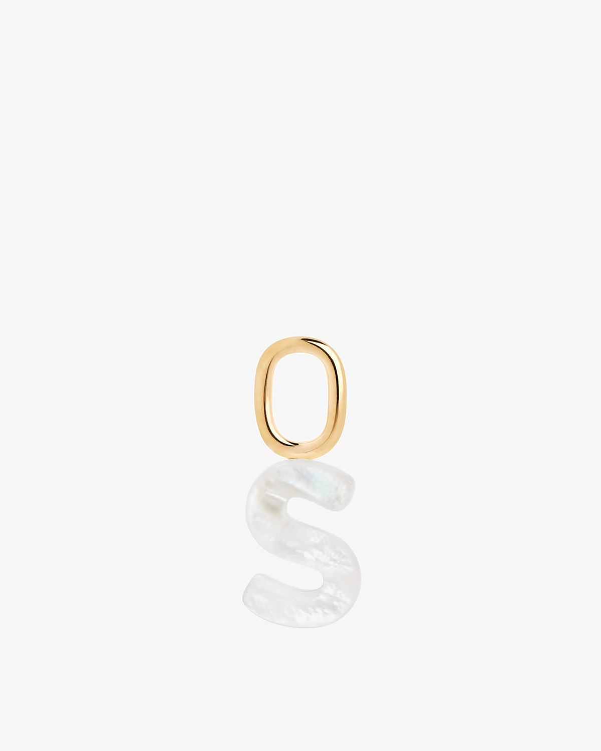Maria Black Lucid Letter Mother of Pearl Charm in gold-plated sterling silver, front view, view 8