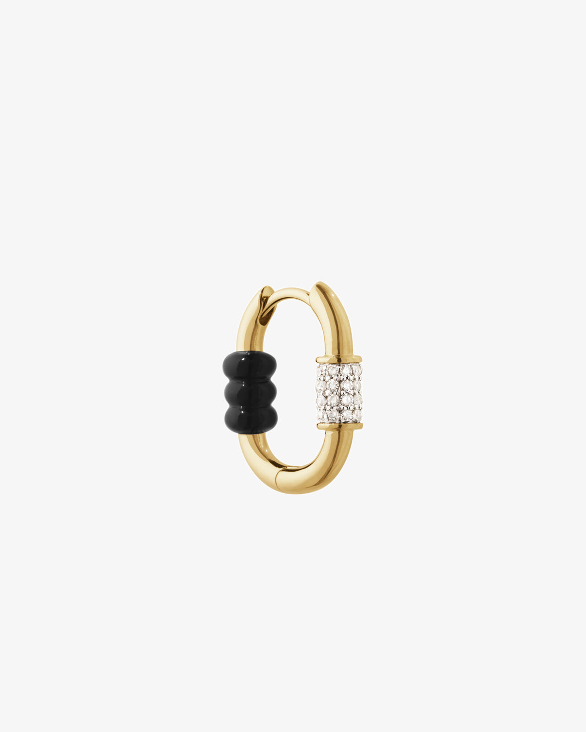 Maria Black Fine 14K Gold Vertigo 12 Black and Lab Grown Diamond Single Earring, front view