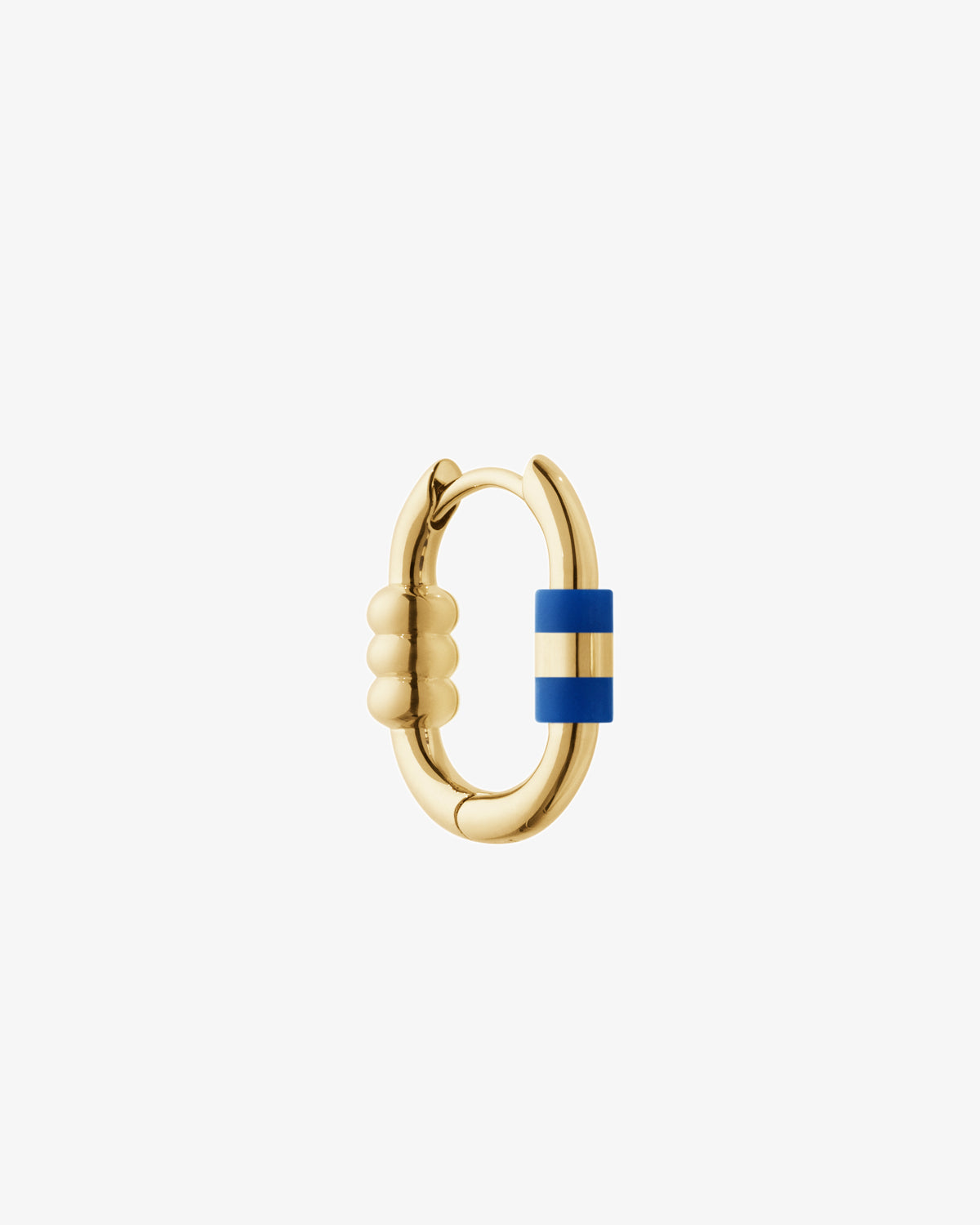Maria Black Fine 14K Gold Vertigo 12 Blue Stripe Single Earring, angled view, view 2
