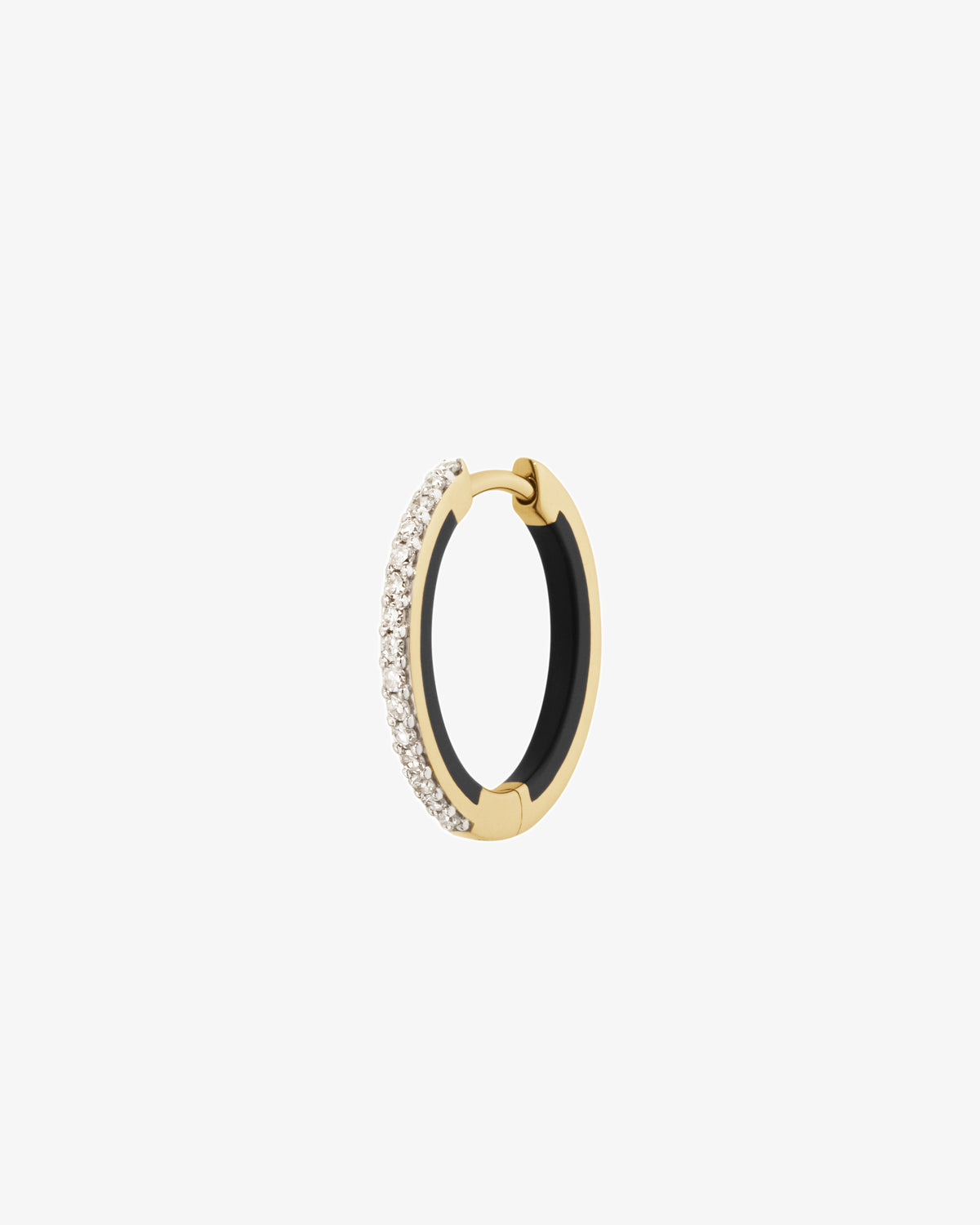 Maria Black Fine 14K Gold Lost Highway 12 Black Lab Grown Diamond Huggie Single Earring
