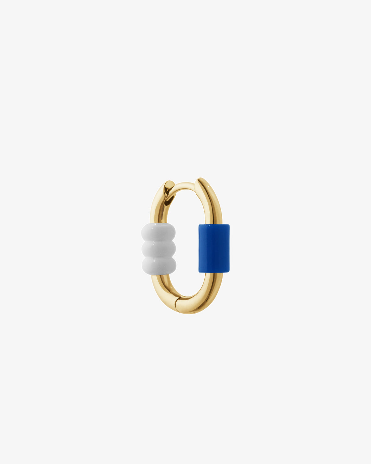 Maria Black Fine 14K Gold Vertigo 12 Blue and White Single Earring, front view
