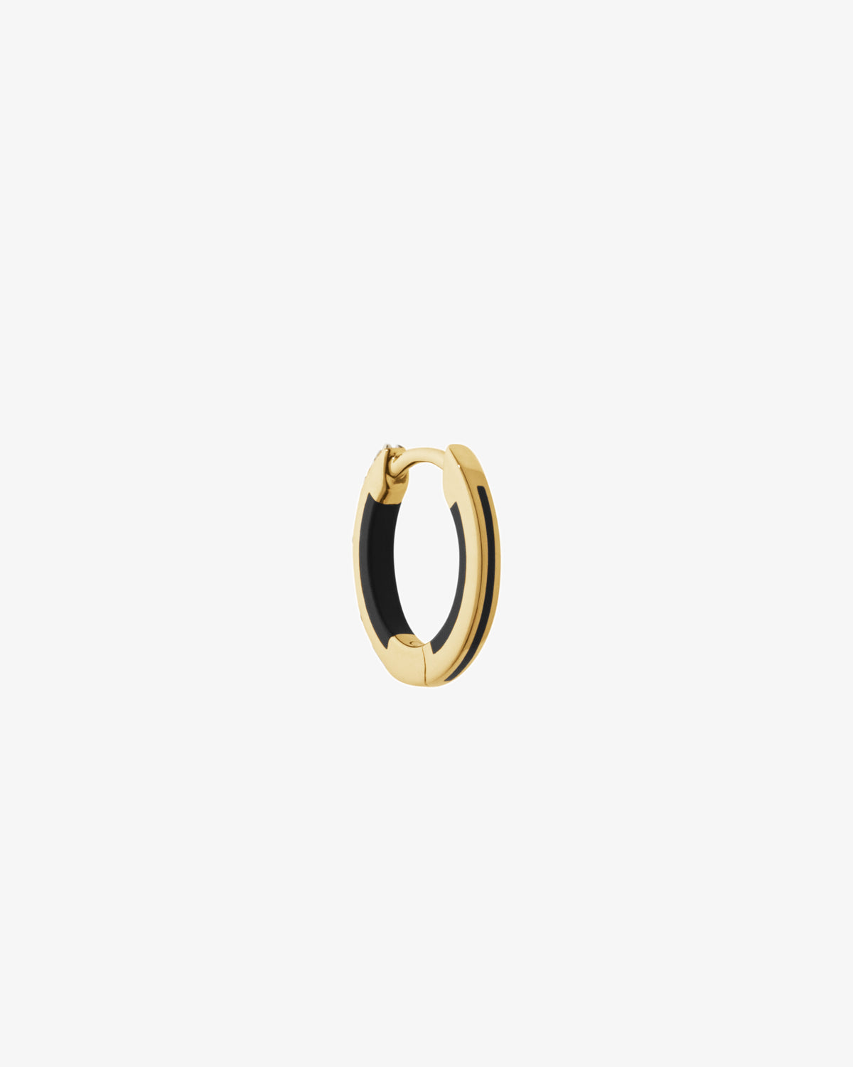 Maria Black Fine 14K Gold Lost Highway 8 Black Lab Grown Diamond Huggie Single Earring, front view