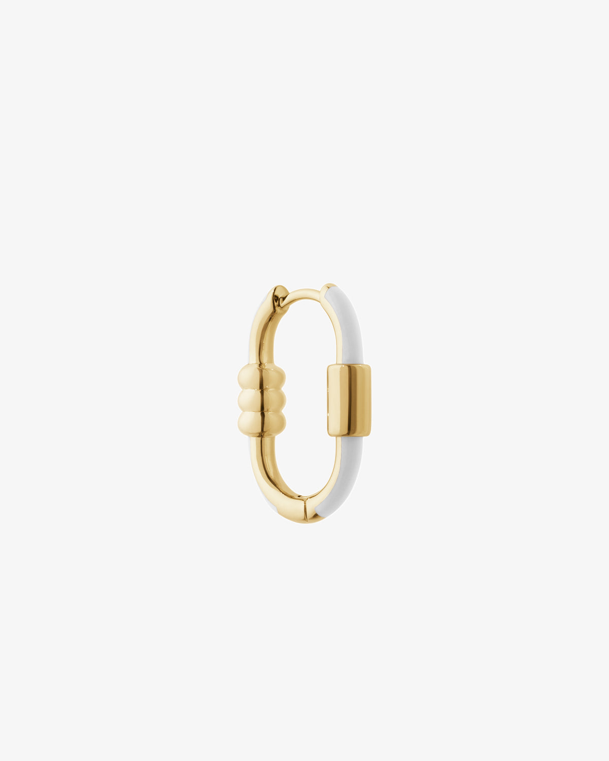 Maria Black Fine 14K Gold Vertigo 16 White Single Earring, front view