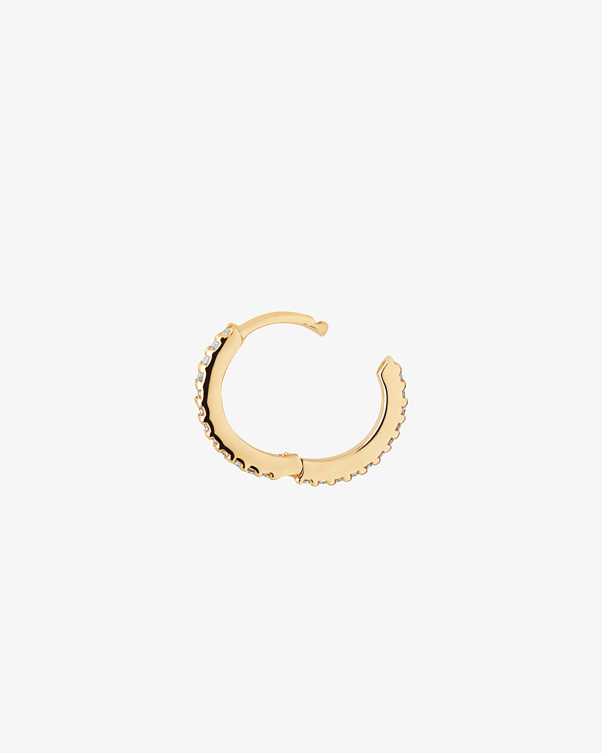 Maria Black Fine 14K Gold Rainbow 7 Lab Grown Diamond Huggie Single Earring, angled view
