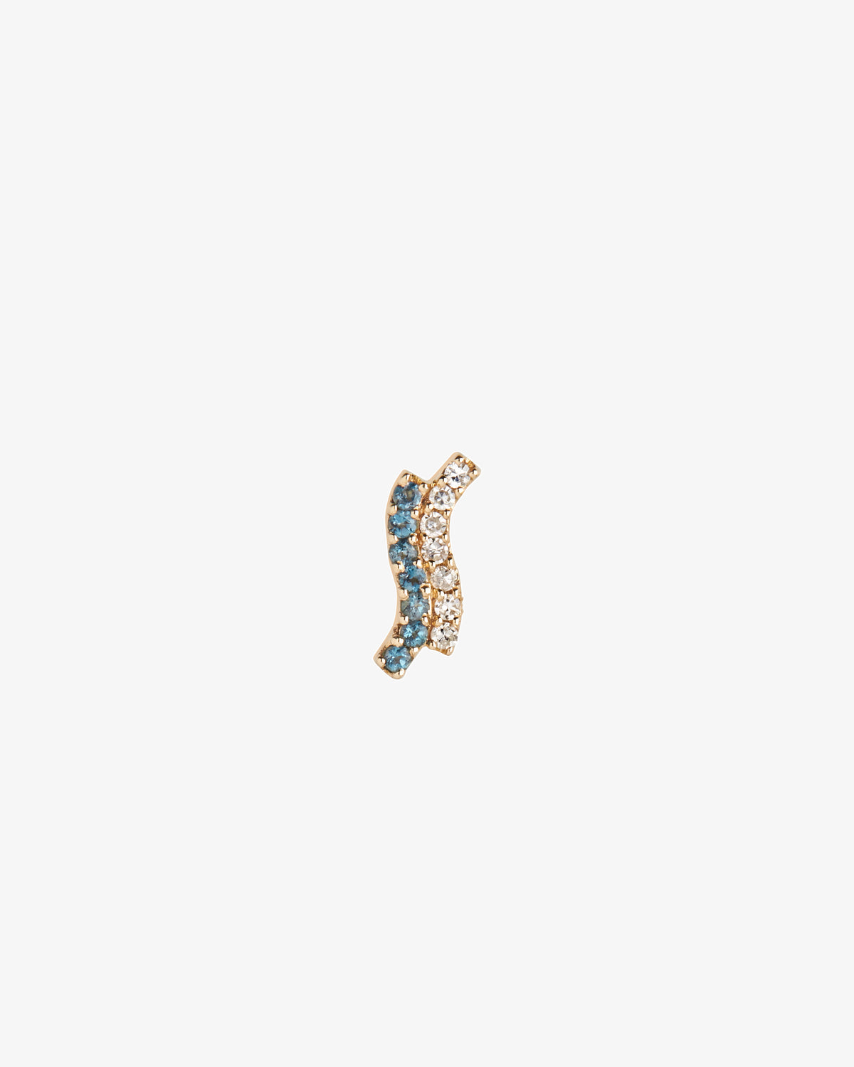 Maria Black Fine 14K Gold Blue Double Wave Topaz Stud Single Earring