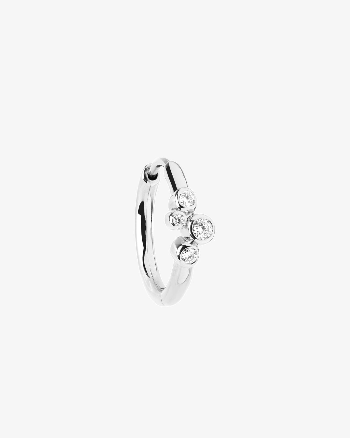Maria Black Fine 14K White Gold Elena Lab Grown Diamond Huggie 10 Single Earring, angled view