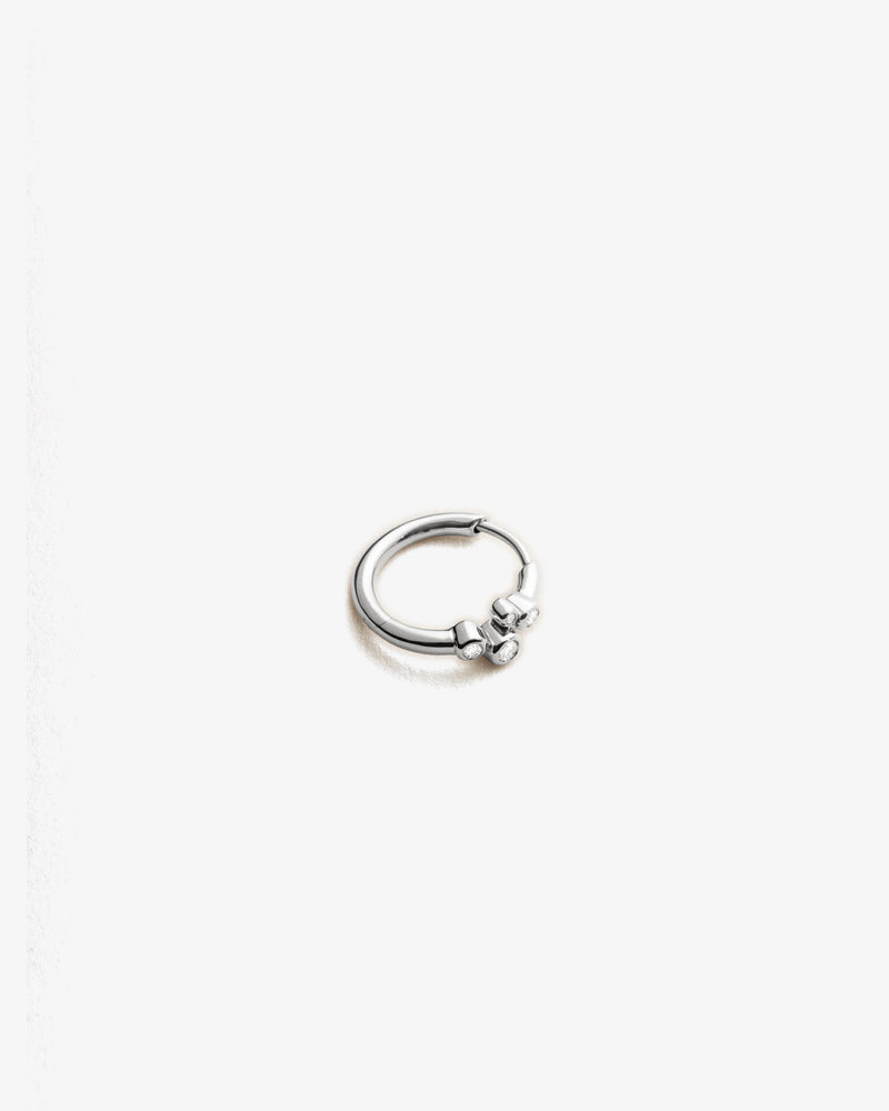 Maria Black Fine 14K White Gold Elena Lab Grown Diamond Huggie 10 Single Earring, top view, view 2