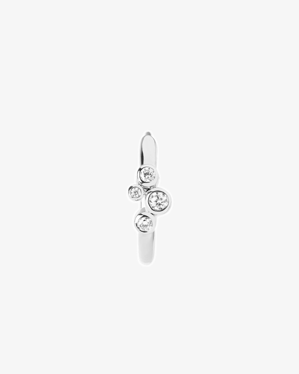 Maria Black Fine 14K White Gold Elena Lab Grown Diamond Huggie 10 Single Earring, front view, view 2