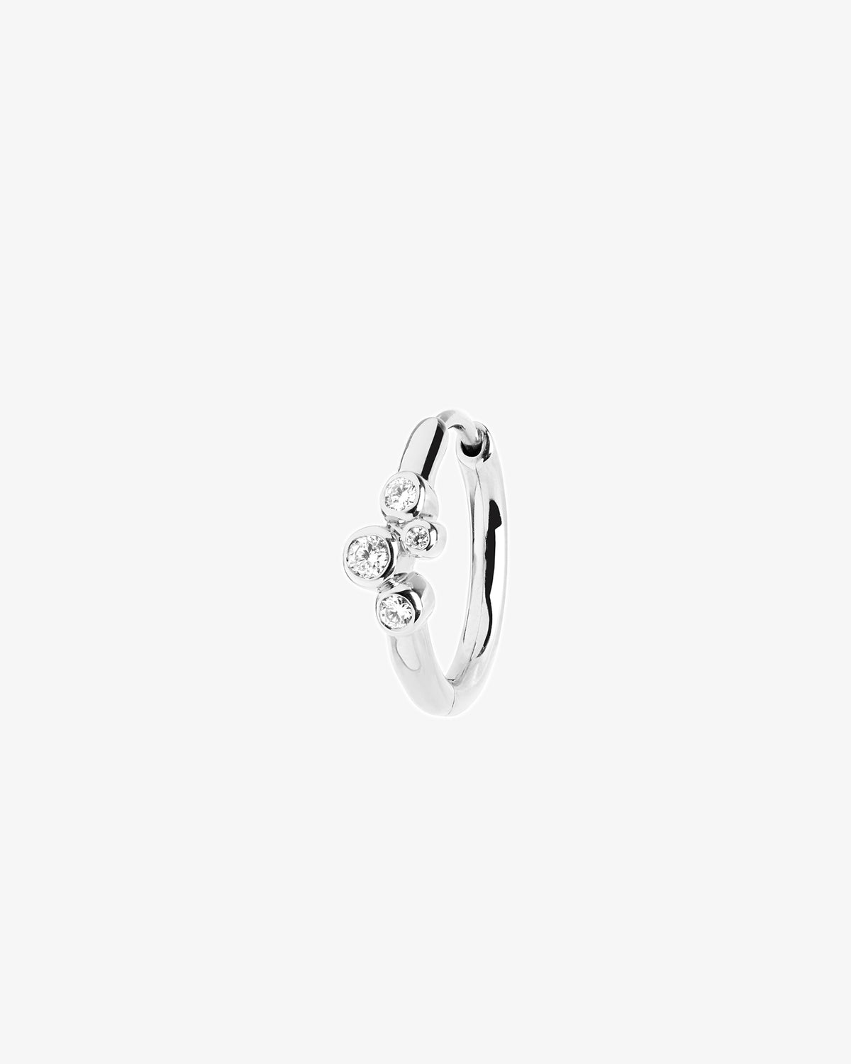 Maria Black Fine 14K White Gold Elena Lab Grown Diamond Huggie 10 Single Earring, angled view, view 3