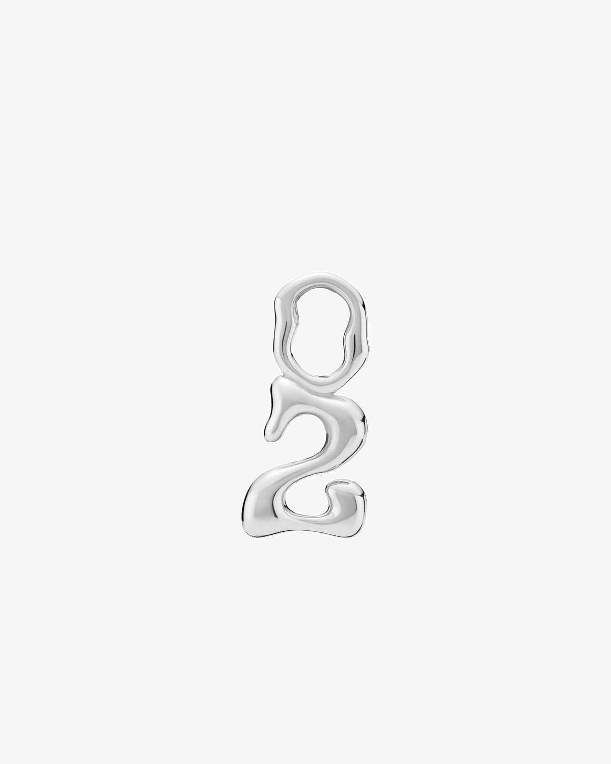 Maria Black Fluent Letter Charm in 925 sterling silver, front view, view 2