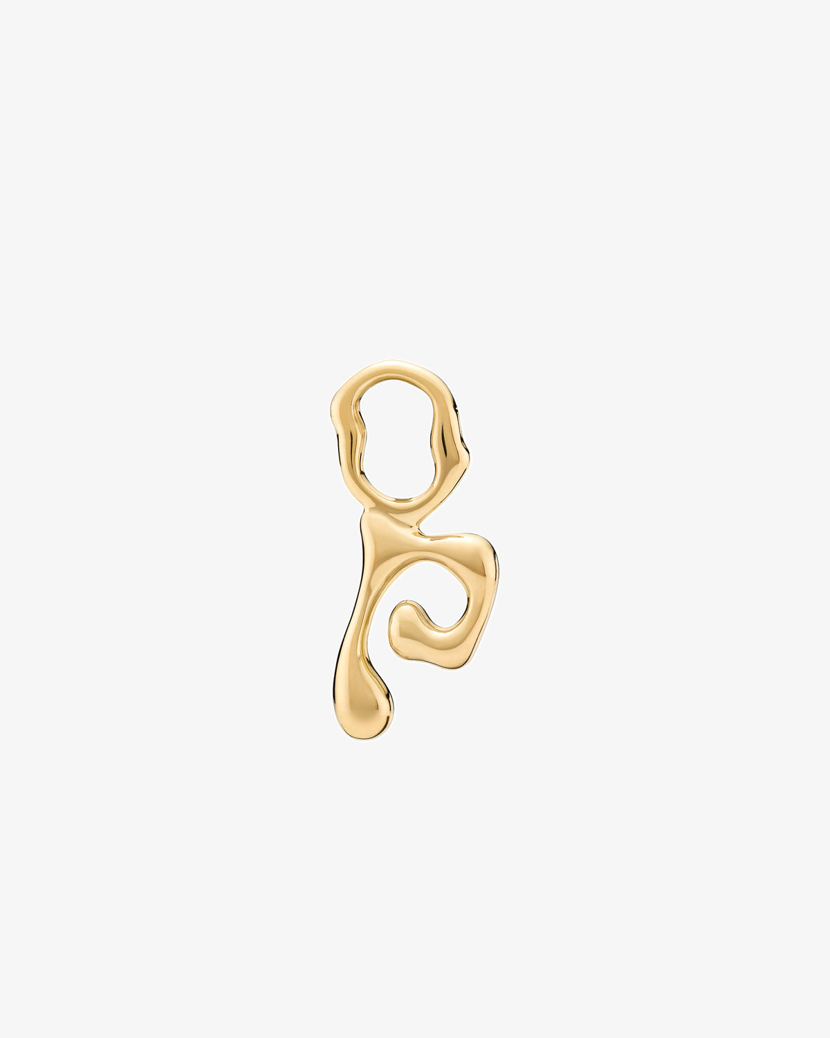 Maria Black Fluent Letter Charm in gold-plated sterling silver, front view, view 12