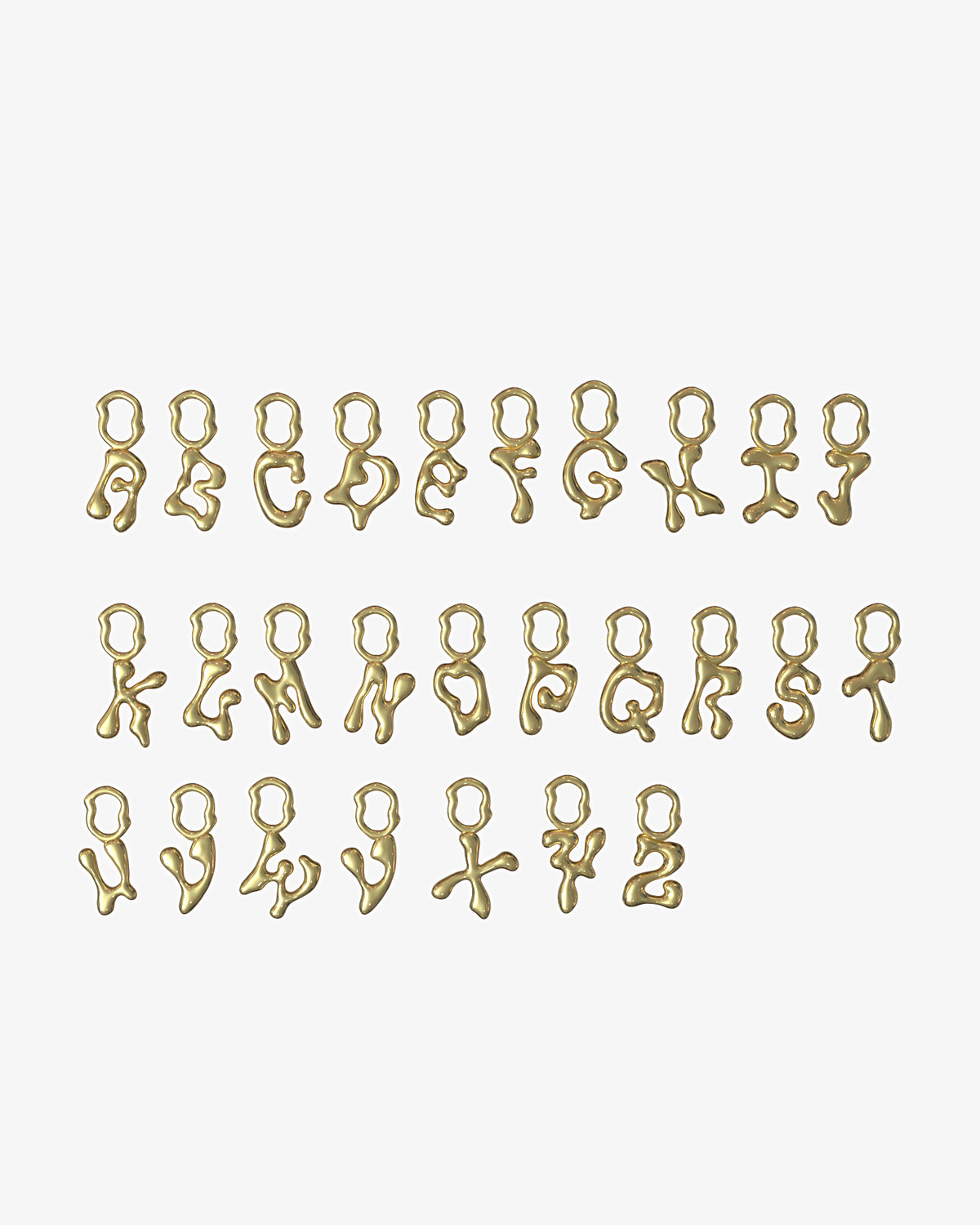 Maria Black Fluent Letter Charm in gold-plated sterling silver, set view
