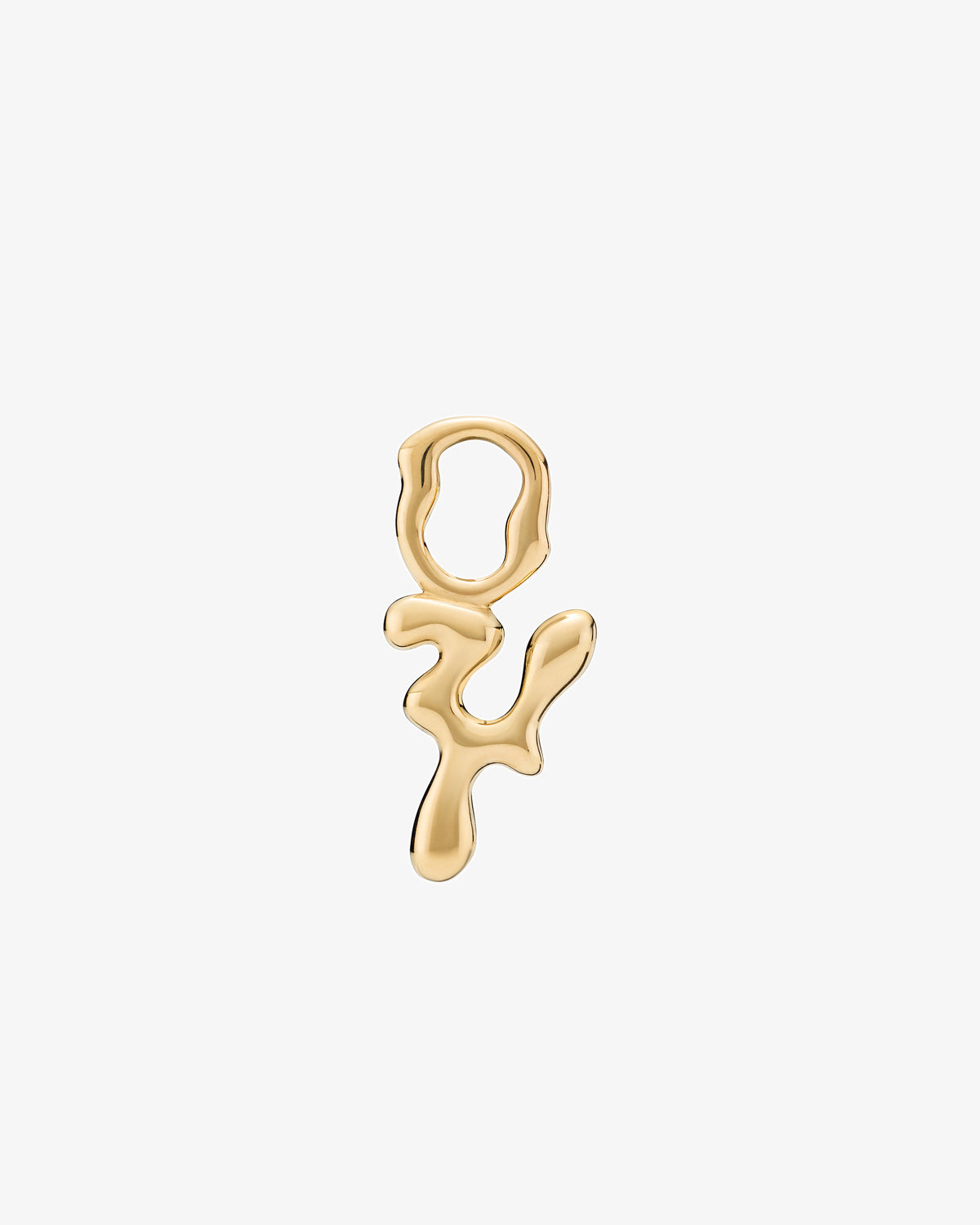 Maria Black Fluent Letter Charm in gold-plated sterling silver, front view, view 3