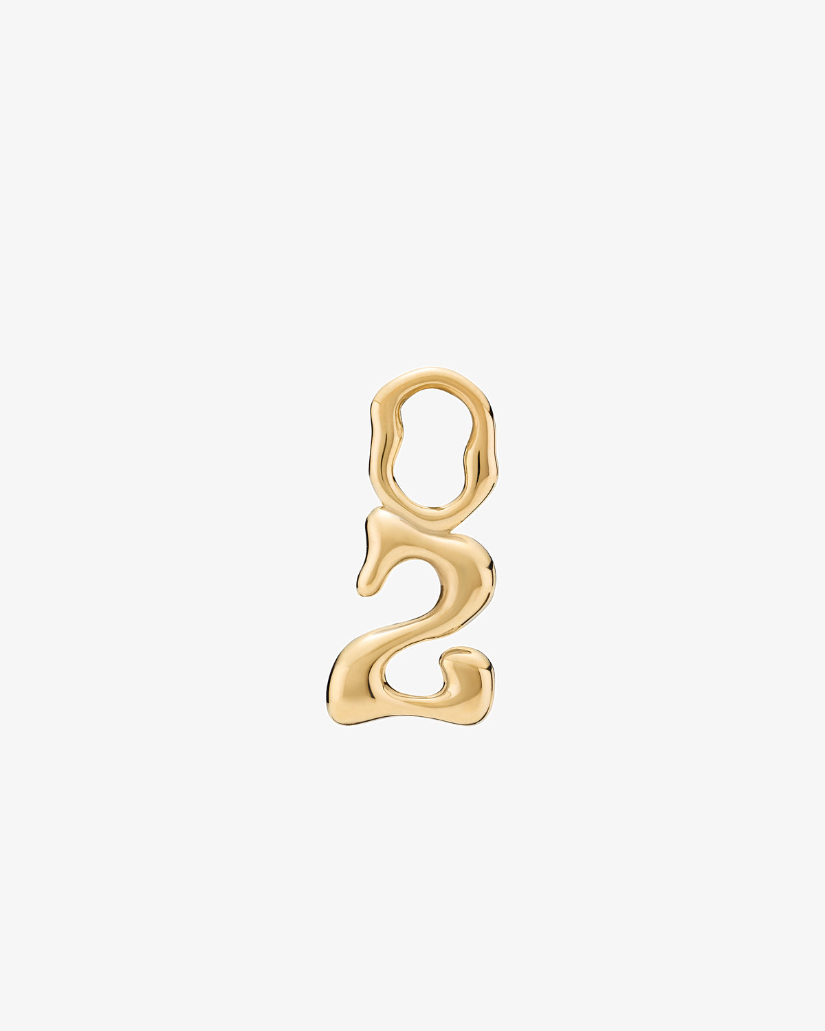 Maria Black Fluent Letter Charm in gold-plated sterling silver, front view, view 2