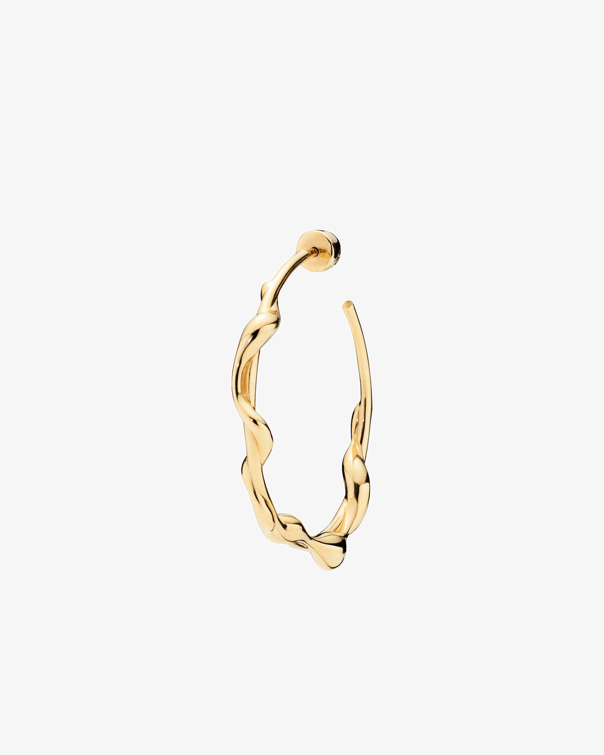 Maria Black Nuri 35 Hoop Single Earring in gold-plated sterling silver, angled view