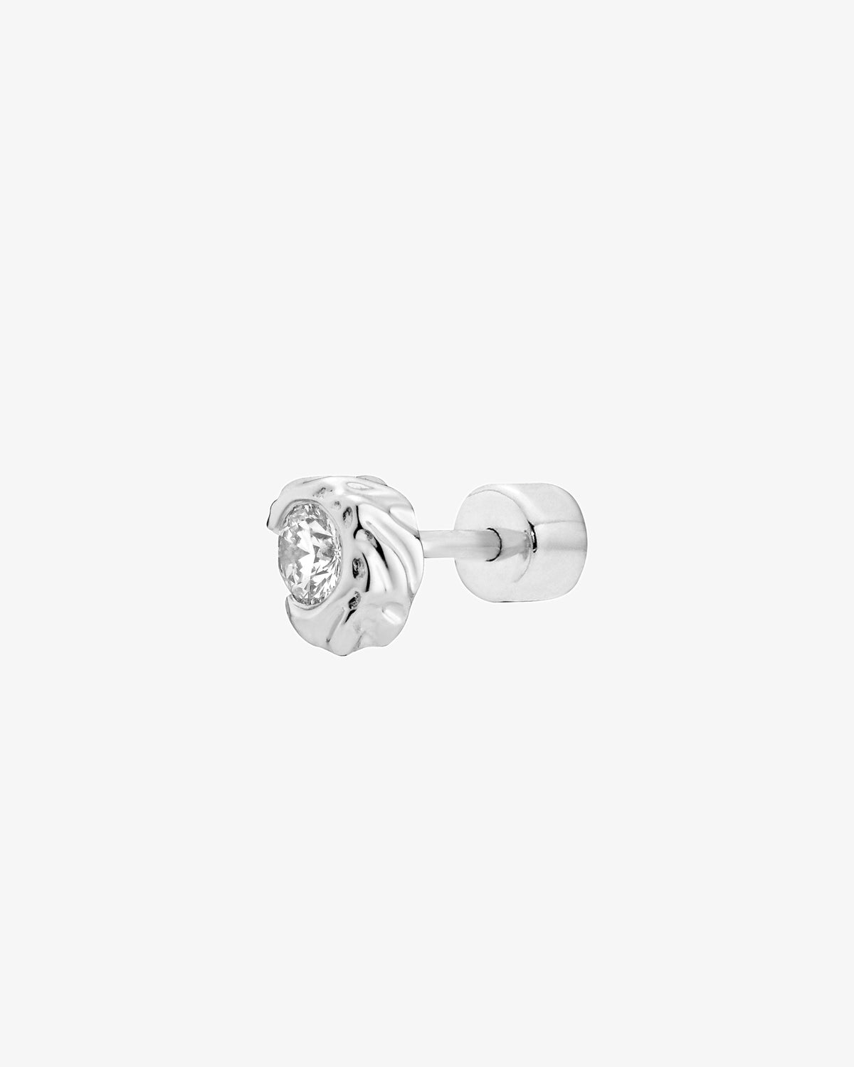 Maria Black Fine 14K White Gold Melted Lab Grown Diamond Stud Single Earring, angled view