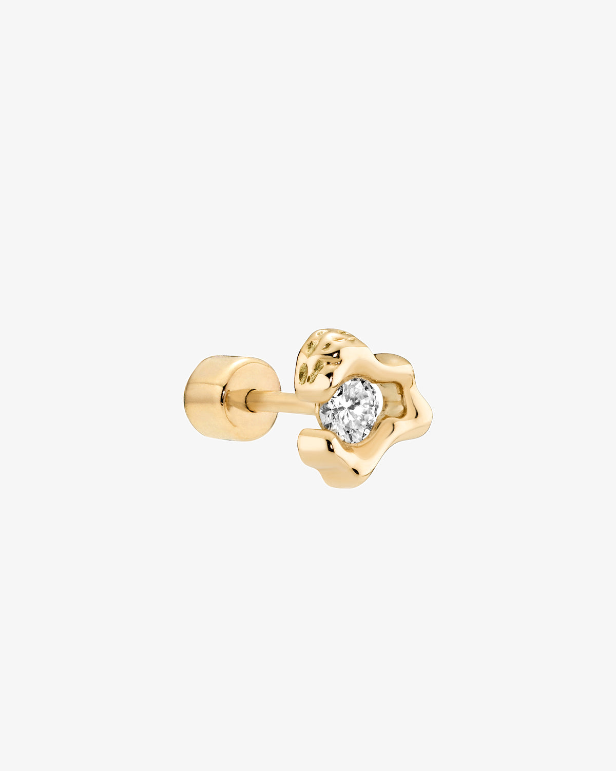 Maria Black Fine 14K Gold Molten Lab Grown Diamond Stud Single Earring, side view