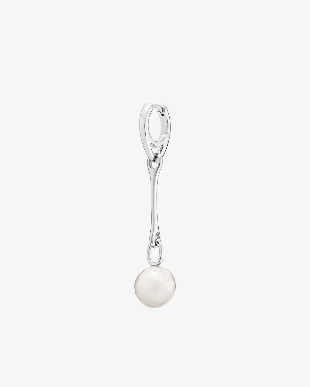 Maria Black Squash White Pearl Single Earring in 925 sterling silver, side view