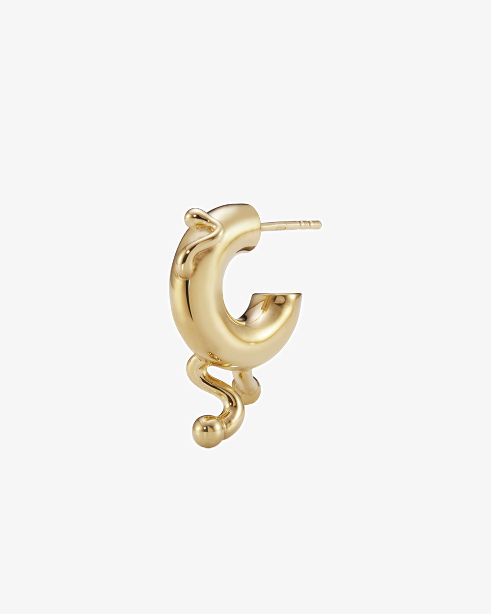 Maria Black Potsdamer Hoop Single Earring in gold-plated sterling silver, side view