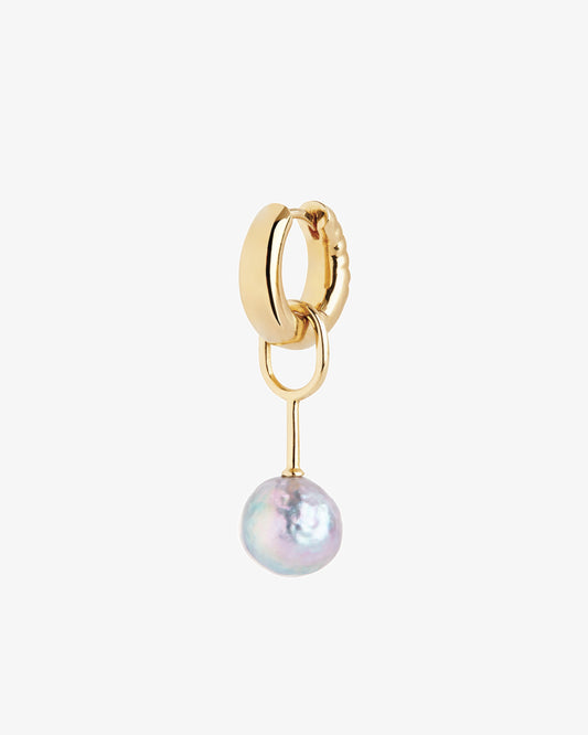 Maria Black Houseparty Mother of Pearl Huggie Blue Single Earring in gold-plated brass