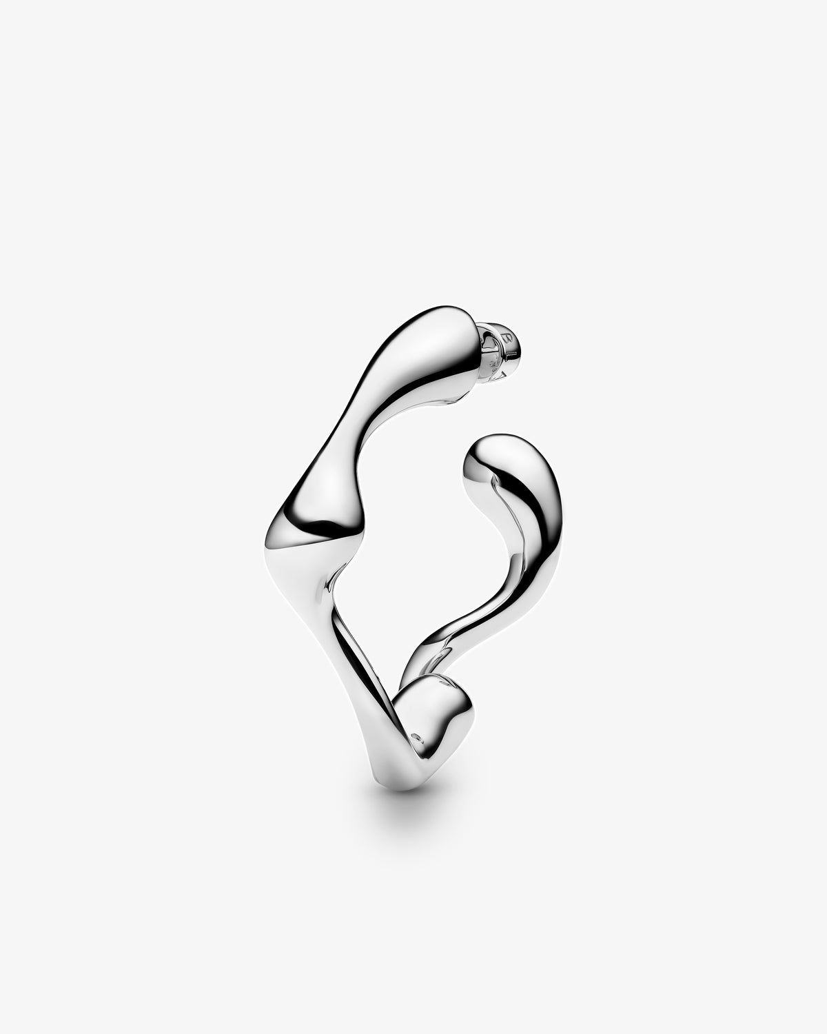 Maria Black Splash Large Hoop Single Earring in 925 sterling silver, angled view