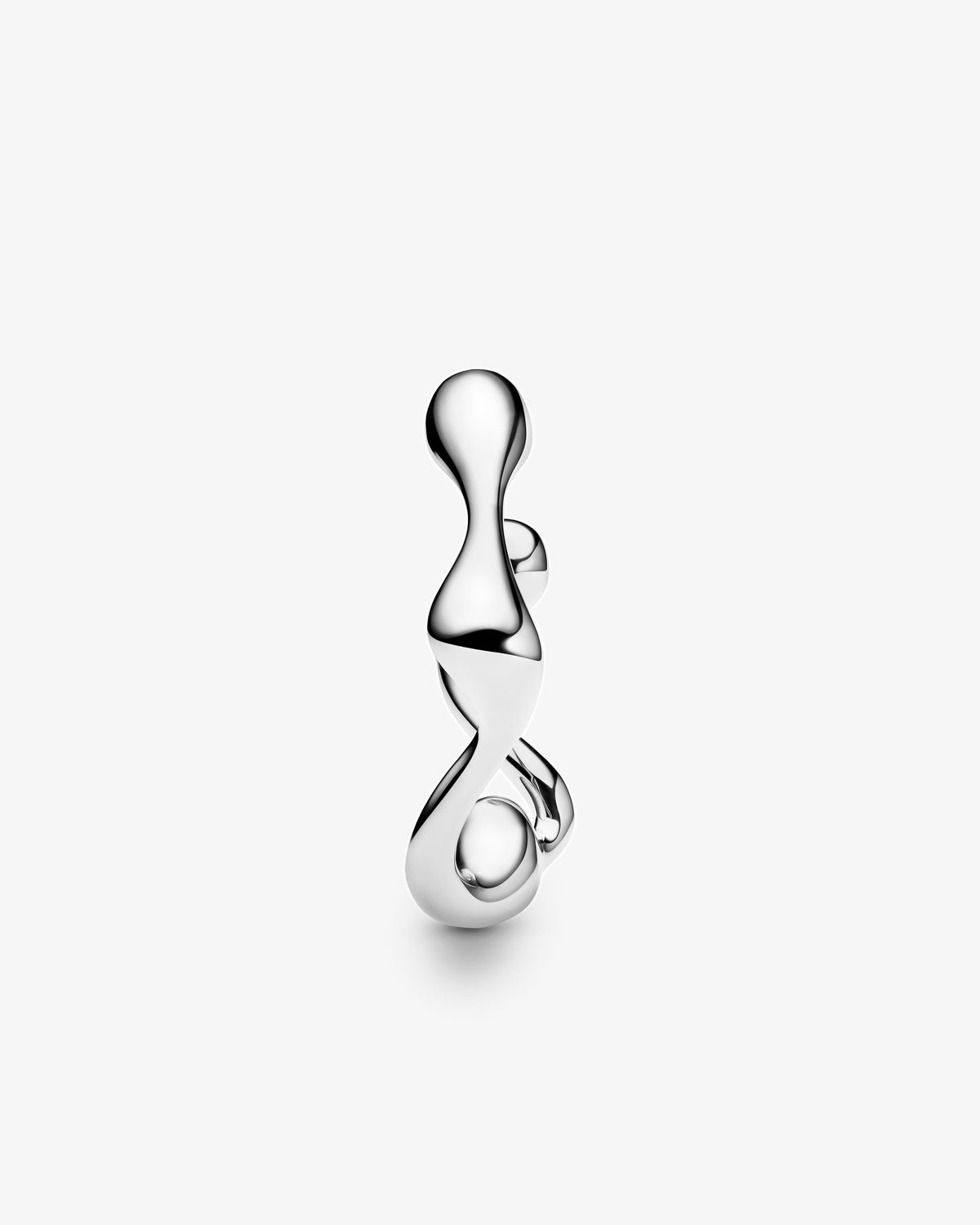 Maria Black Splash Large Hoop Single Earring in 925 sterling silver, side view, view 2