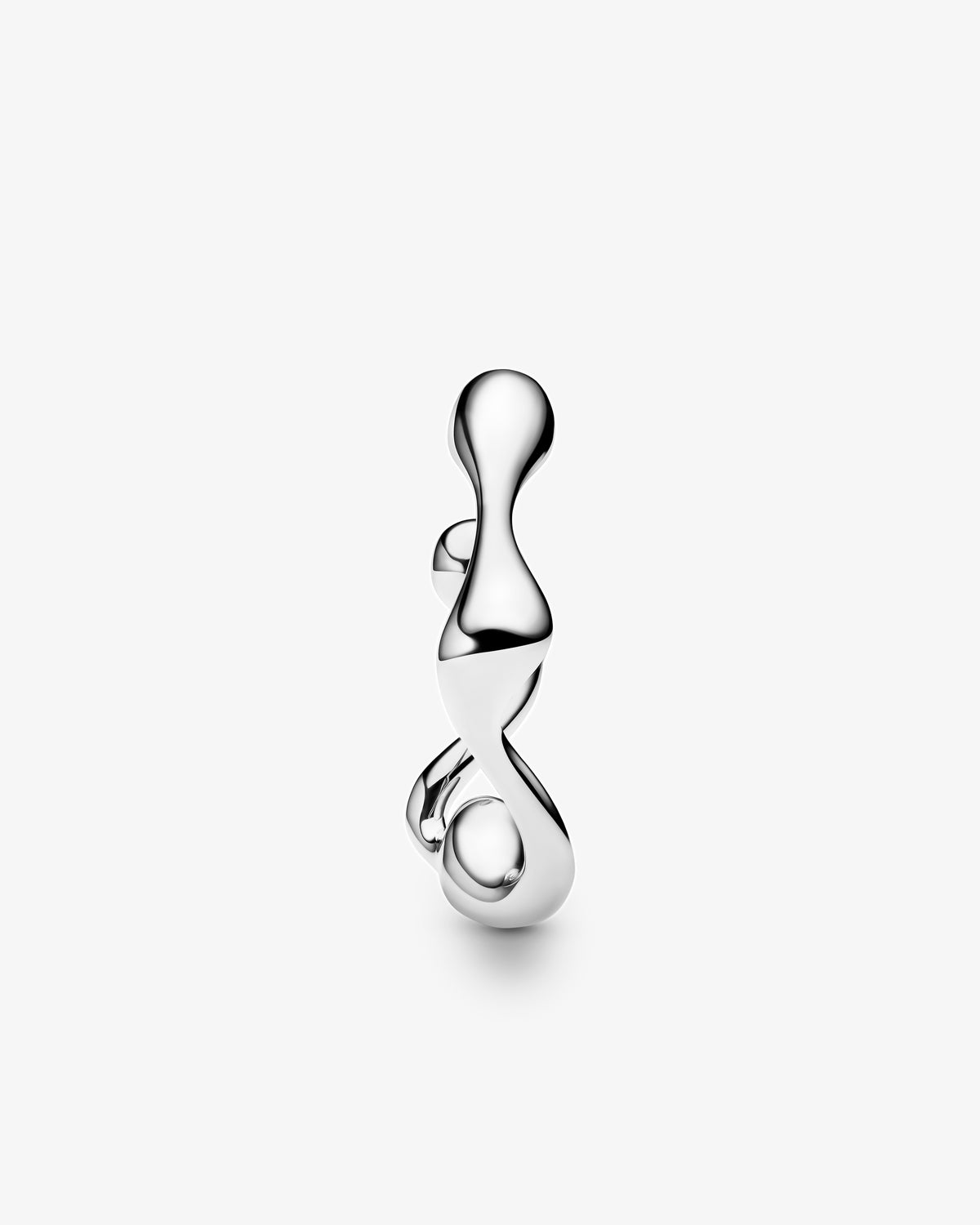 Maria Black Splash Large Hoop Single Earring in 925 sterling silver, side view