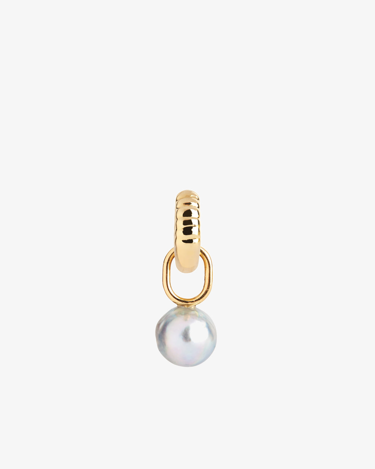 Maria Black Blue Mountain Mother of Pearl Huggie Single Earring in gold-plated brass, front view
