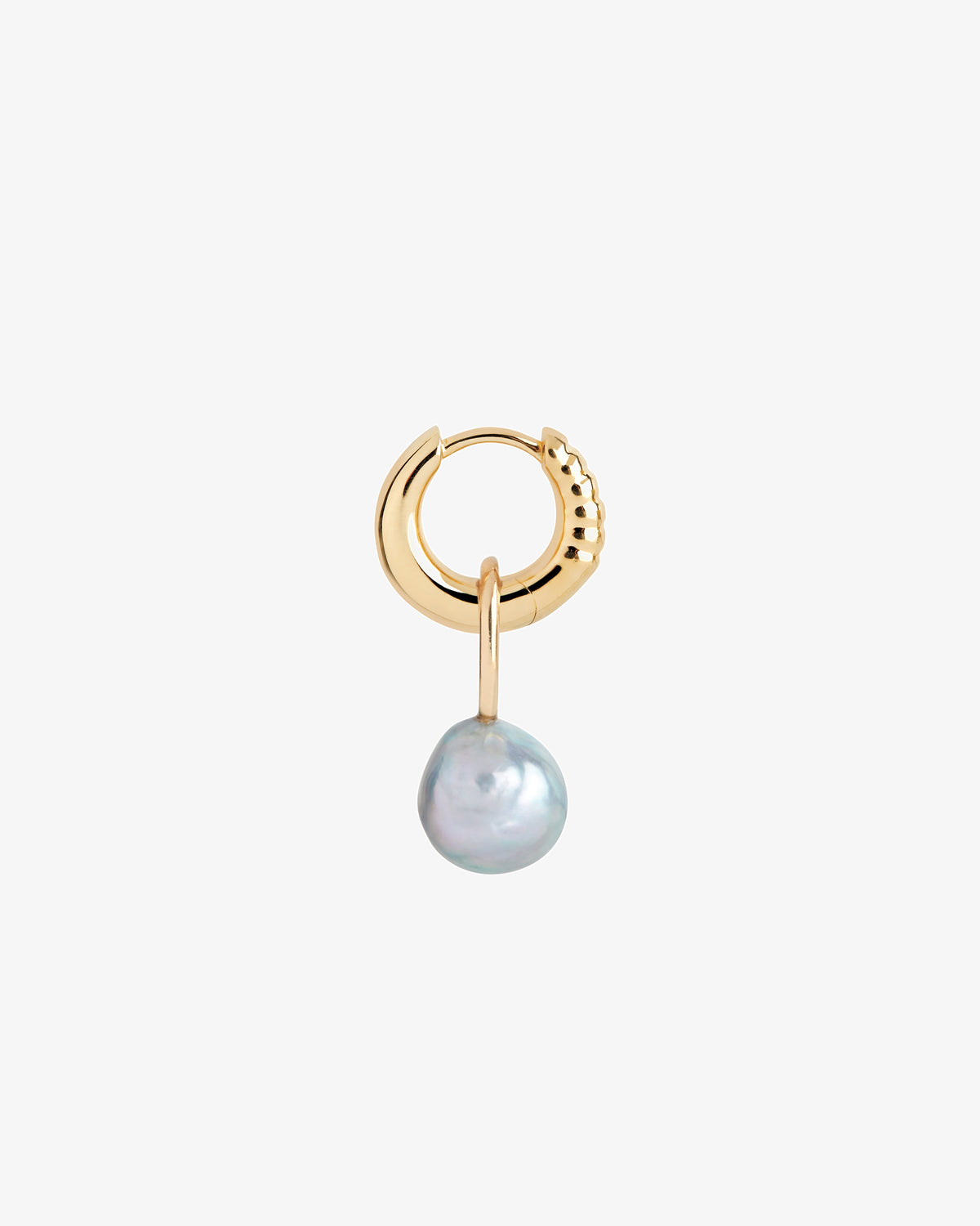 Maria Black Blue Mountain Mother of Pearl Huggie Single Earring in gold-plated brass, side view