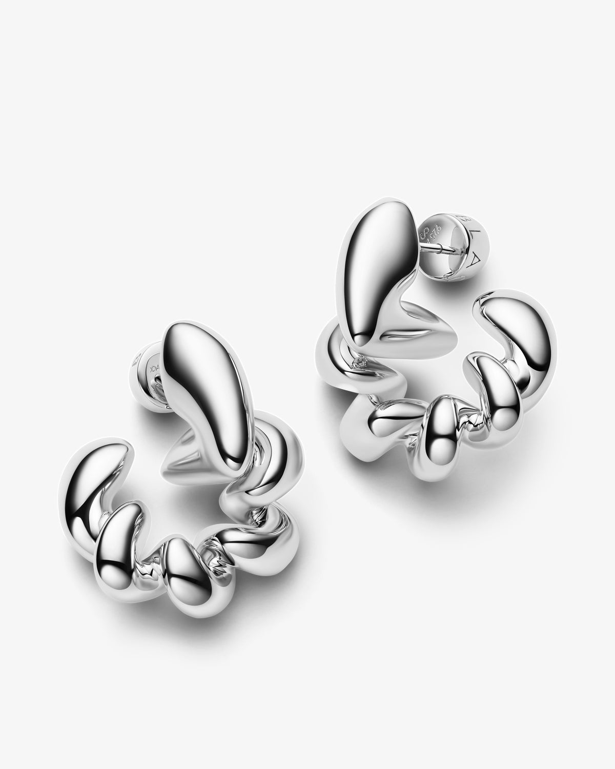 Maria Black Coil Inverted Earrings in 925 sterling silver, pair view
