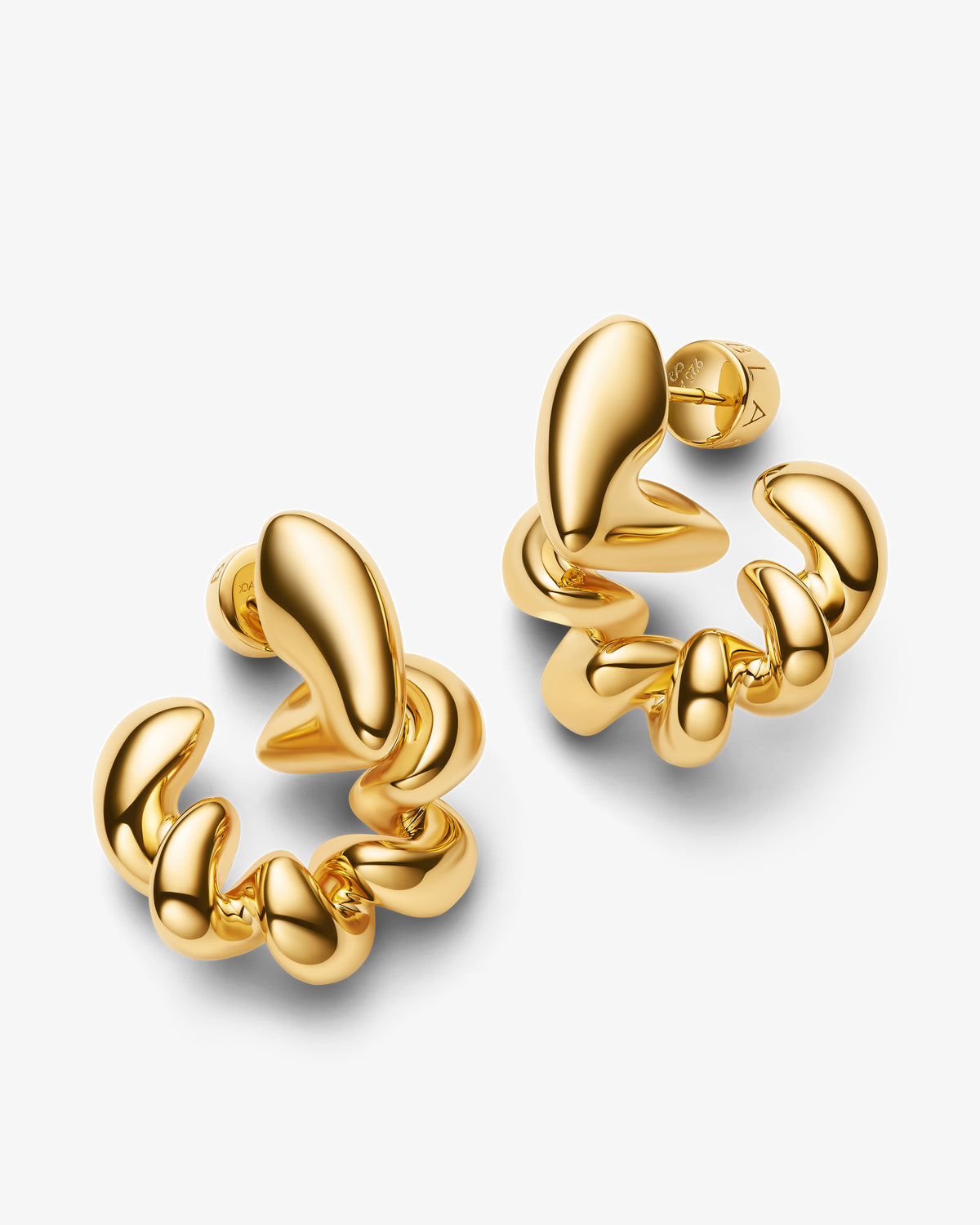 Maria Black Coil Inverted Earrings in gold-plated sterling silver, pair view