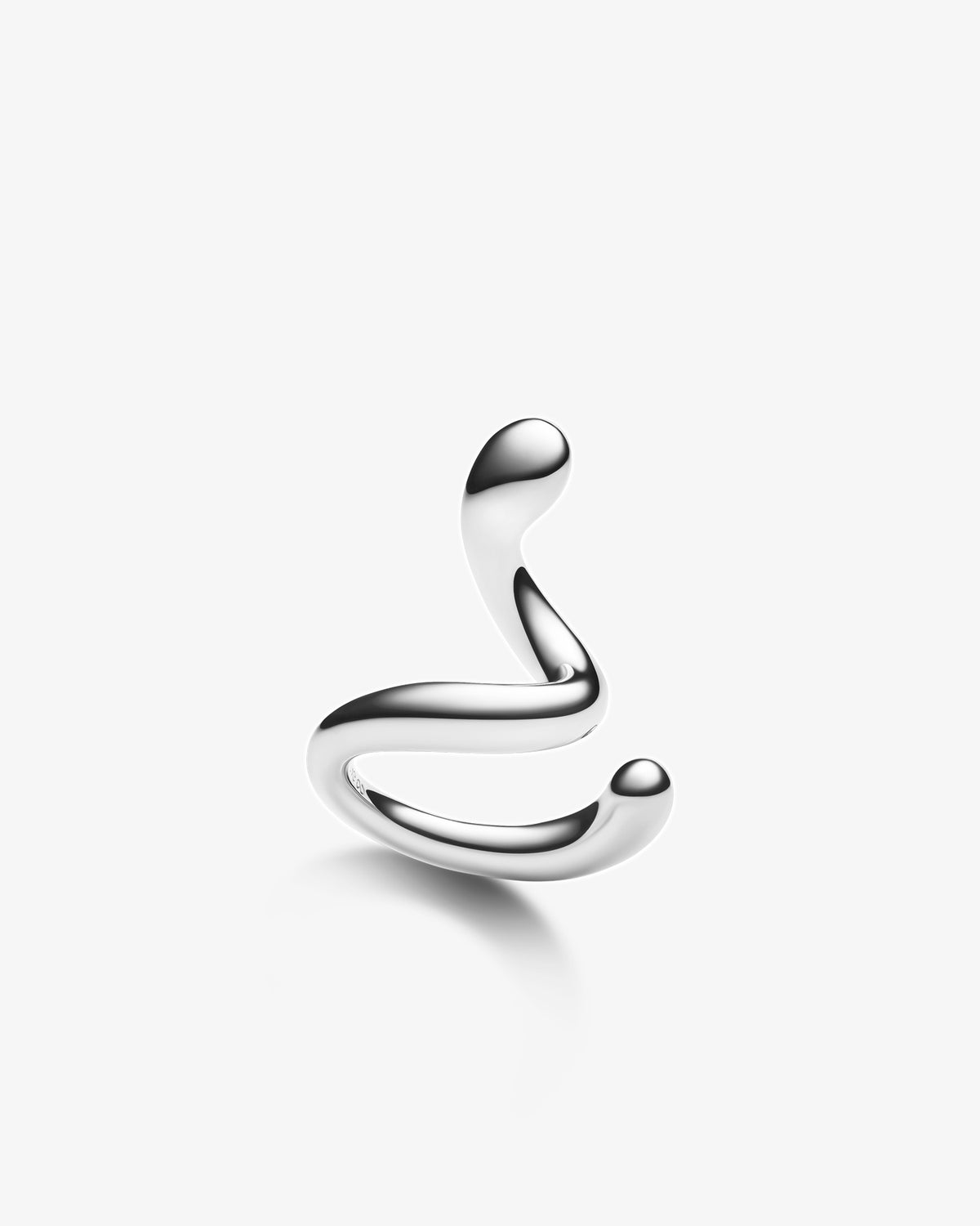 Maria Black Coil Whirl Ear Cuff in 925 sterling silver, angled view