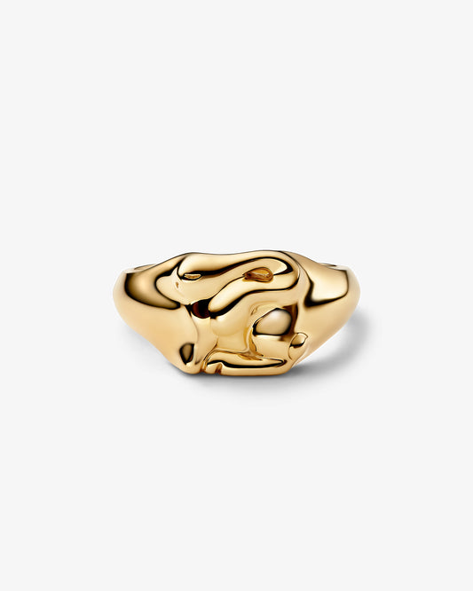 Maria Black Rabbit Mini Signet Ring in gold-plated sterling silver