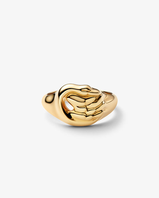 Maria Black Swan Mini Signet Ring in gold-plated sterling silver