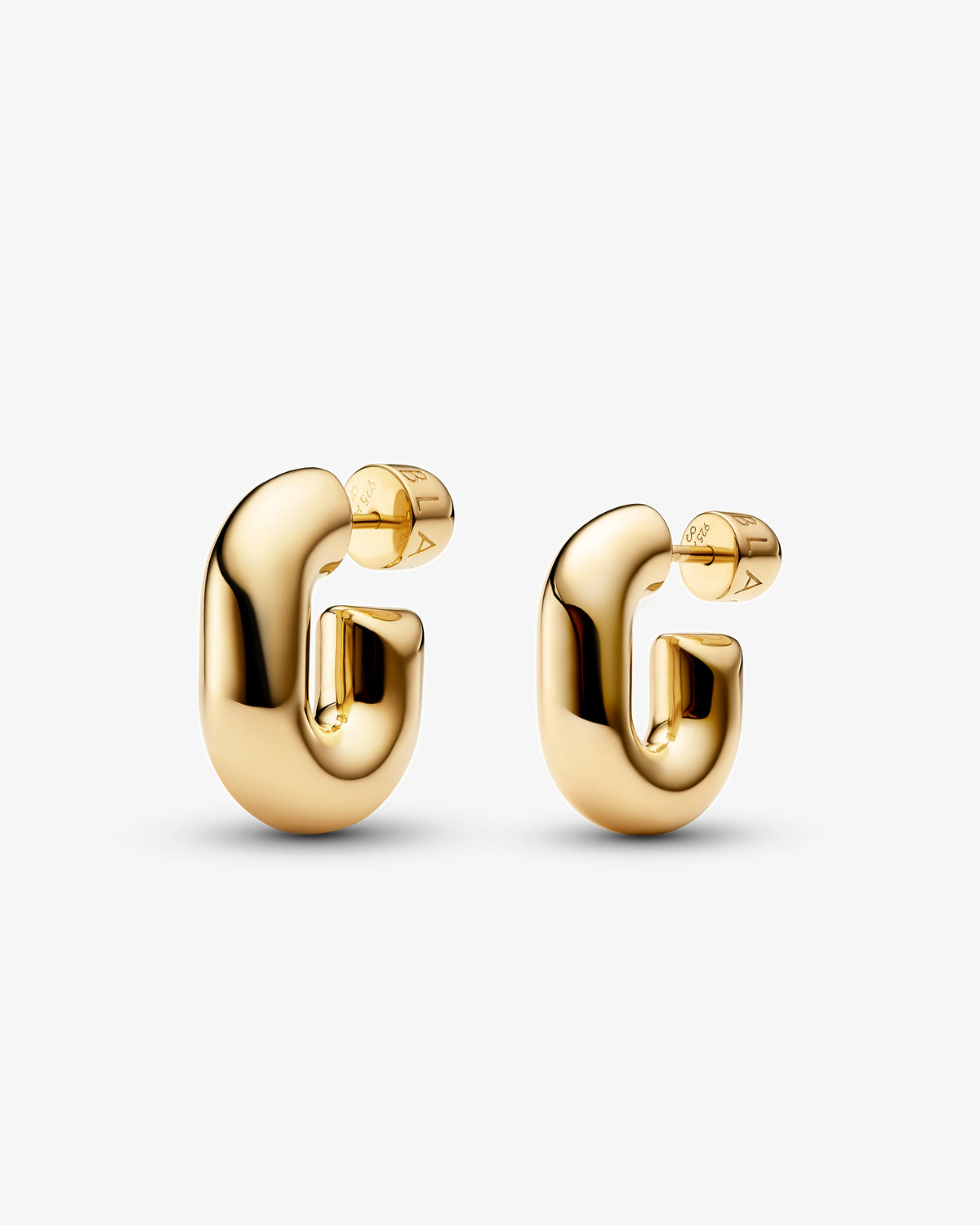 Maria Black Forma Small Hoops in gold-plated sterling silver, scale view