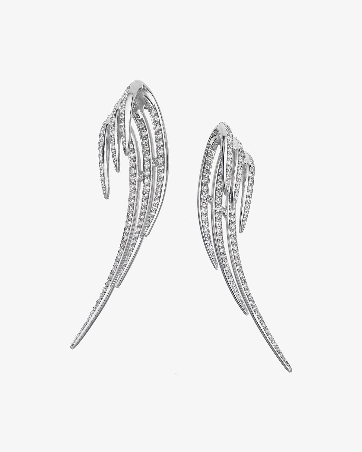 Shaun Leane Fine 18K White Gold Armis Triple Hook Diamond Earrings