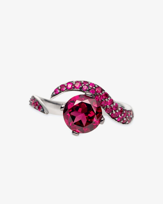 Shaun Leane 18K White Gold Aurora Rhodolite and Ruby Ring