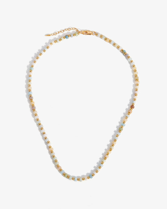 Missoma Short Beaded Amazonite Necklace in gold-plated brass