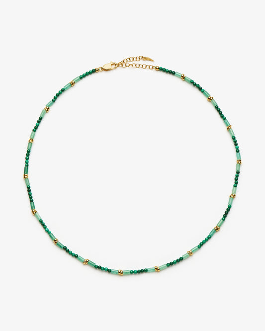 Missoma Beaded Malachite and Aventurine Choker in gold-plated brass
