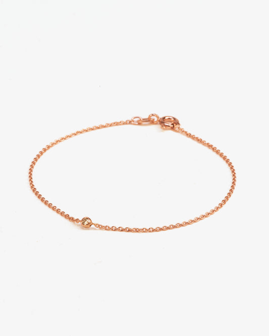 Wouters & Hendrix Gold 18K Rose Gold Cream Diamond Chain Bracelet