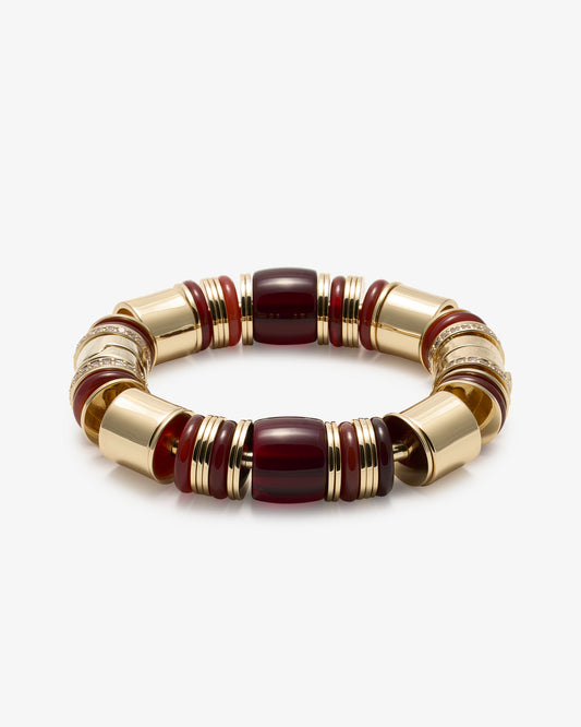 Amber and Carnelian Pave Keystone Bracelet